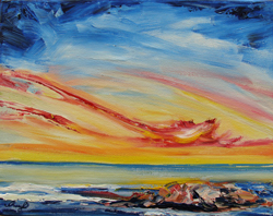Painting of Sunset over Beach